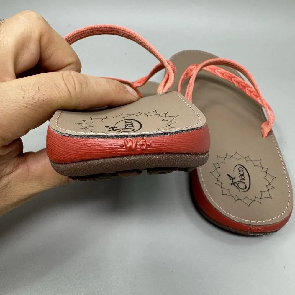 Chaco Womens Abbey Peach Slip On Pink Coral Flip Flop Sandal Shoe Size 5